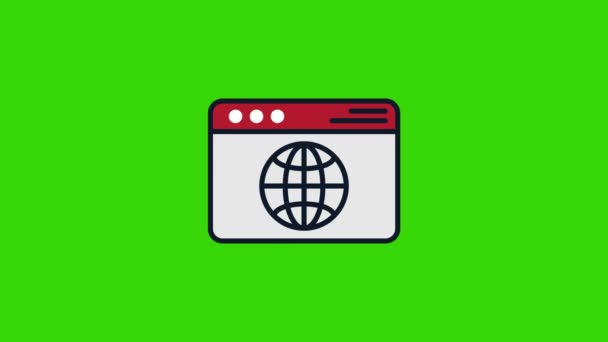 Web Browser Pictogram Animatie Het Groene Scherm Achtergrond Video Chroma — Stockvideo