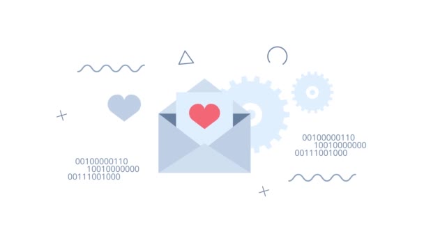 Amour Email Animation Concept Sur Fond Blanc Vidéo Utile Pour — Video