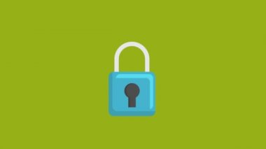 Yeşil ekran arkaplanındaki simge canlandırmasını kilitle. 4K video. Krom anahtar. Açıklayıcı video, web sitesi, tebrik kartları, uygulamalar ve sosyal medya paylaşımları için kullanışlı