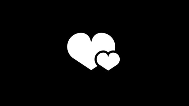 White Two Hearts Icon Animated Two Hearts Icon Motion Animation — Video