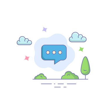 Sohbet vektörü simgesi. Sohbet vektörü simgesi konsepti. Web sitesi, tebrik kartları, uygulamalar ve sosyal medya paylaşımları için kullanışlı.