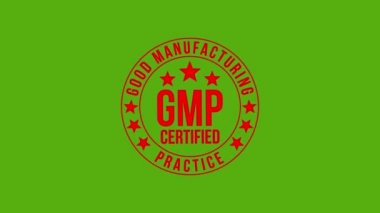 GMP onaylı pul animasyonu. Yeşil arkaplanda izole edilmiş..