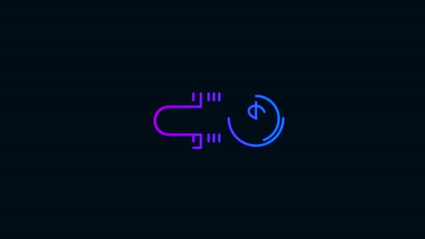 Power Coin Dollar Magnetic Influence Line Icon Animation Icono Línea — Vídeo de stock