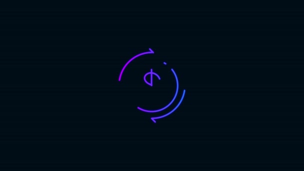Uitwisseling Dollar Munt Lijn Pictogram Animatie Gloeiende Neon Lijn Pictogram — Stockvideo