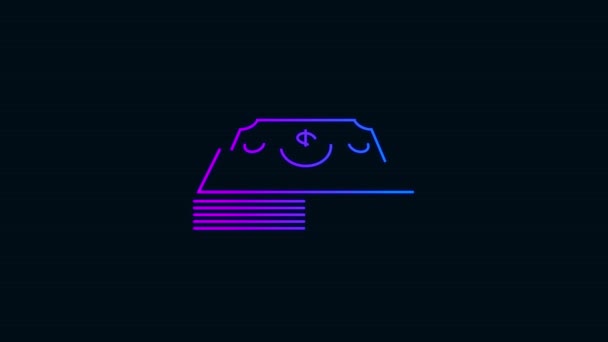 Dólar Ícone Moeda Animation Glowing Ícone Linha Néon Com Cor — Vídeo de Stock