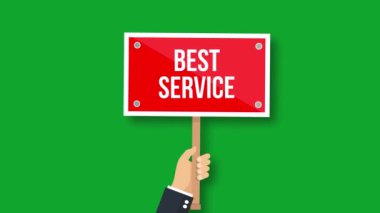 En iyi servis işareti animasyonu. Metin en iyi servis ile el ele tutuşma pankartı.