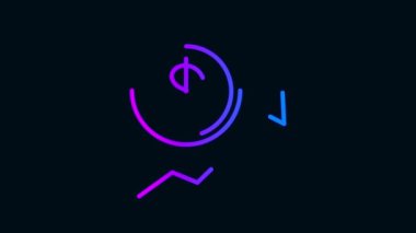 Dolar büyüme çizgisi canlandırması. Rengi değişken parlak neon çizgi simgesi. siyah arkaplan