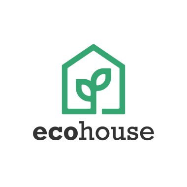 Yeşil Eko Evi Sembolü. Web Simgesi Logo Şablonu Tasarım Elemanı.