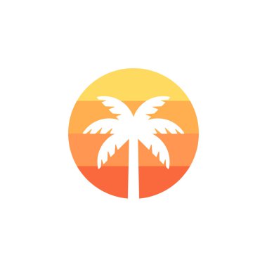 Palm Beach Yaz Sembolü. Web Simgesi Logo Şablonu Tasarım Elemanı.