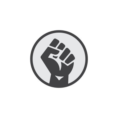 İsyan Protestosu Yükseltilmiş Yumruk Sembolü. Web Simgesi Logo Şablonu Tasarım Elemanı.