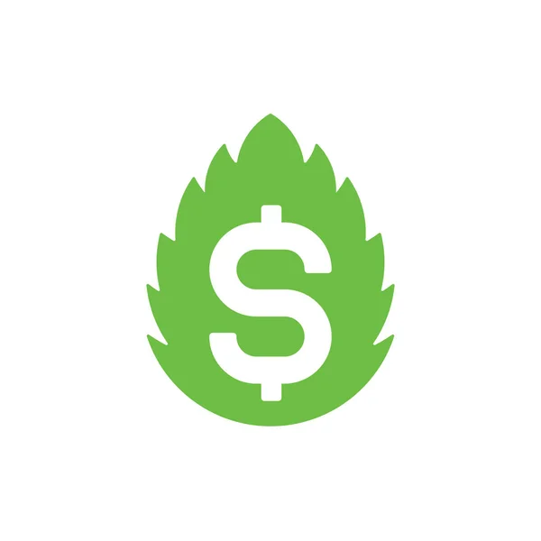 Dollar Leaf Symbol Bladform Med Gaffelsiluett Webbikon Logotyp Mall Design — Stock vektor