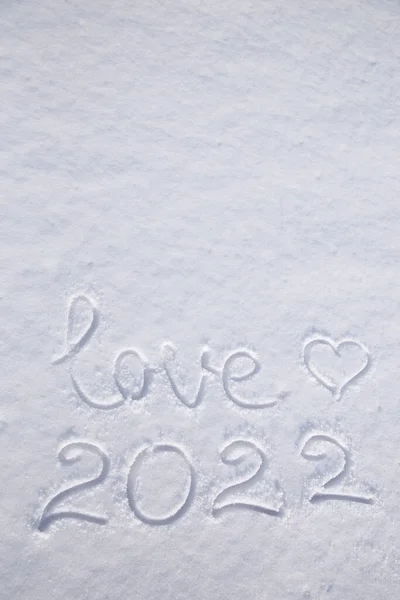 Snö Med Inskriptionen Kärlek Hjärta 2022 Julafton Promenader Kul Vinter — Stockfoto