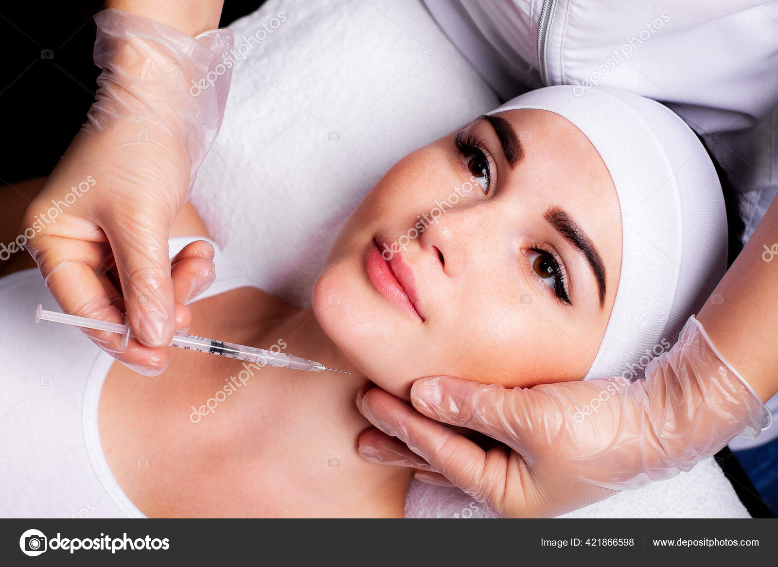 Face Lipolytic Injection Fat Burning Procedure Facial Contouring Stock Photo by