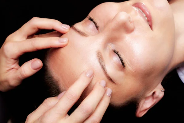 Masaje Facial Clásico Rejuvenecimiento Piel Del Rostro Masaje Facial Para —  Fotos de Stock
