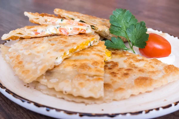 Mexican Food Quesadillas Vegetables Cheese Vegetable Cake Closed Ossetian Pie Stock Photo