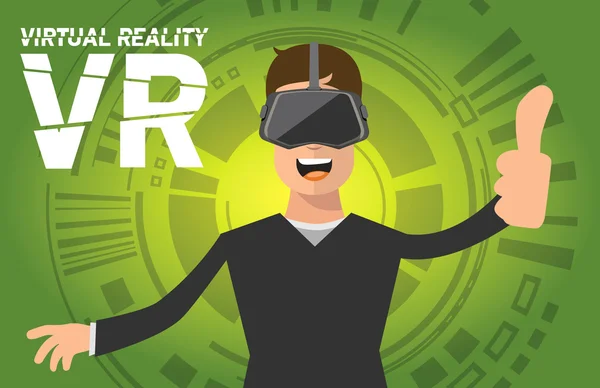 Egy ember, virtuális-valóság sisak — Stock Fotó