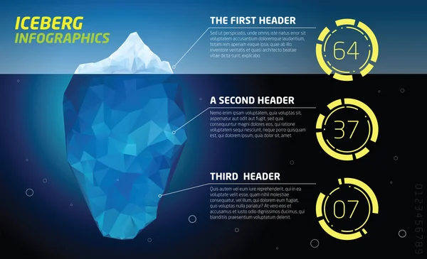 Infografías de iceberg. Hielo y agua, mar — Archivo Imágenes Vectoriales