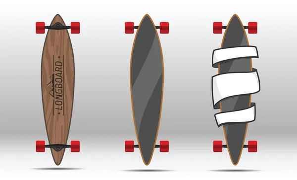 Illustration de longboards plats isolés . — Image vectorielle