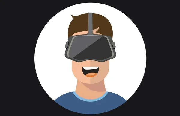 Realidade virtual óculos VR homem ícones planos —  Vetores de Stock