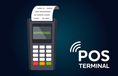 POS ödeme terminal düz vektör simgesi.