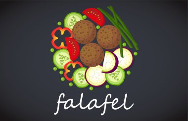Falafel tabak. Üstten Görünüm.