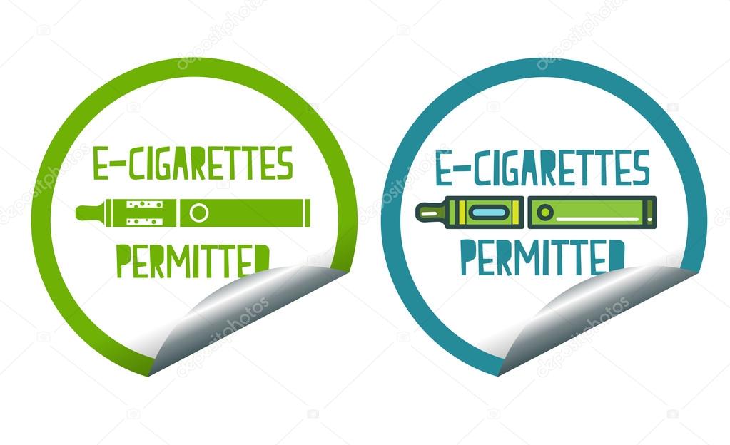 Set icons of electronic cigarettes permitted sticker label sign