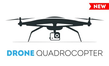 Quadrocopter dron vektör simgesi. Uçak kontrollü güvenlik quadrocopters helikopter.
