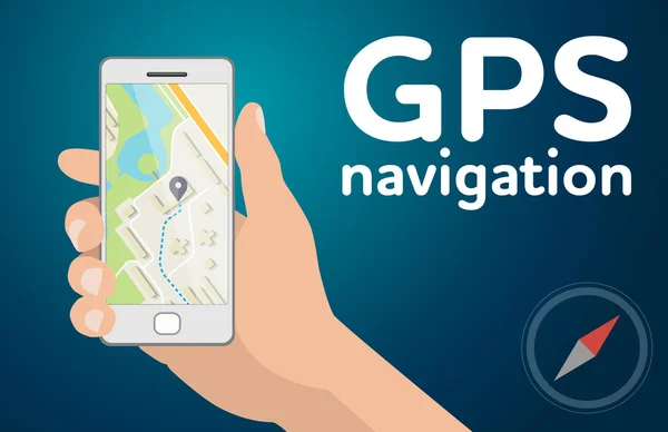El ile hareket eden smartphone gps navigasyon haritası