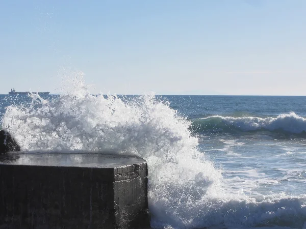 Mar tormentoso a lo largo de la costa toscana en Livorno, Italia —  Fotos de Stock