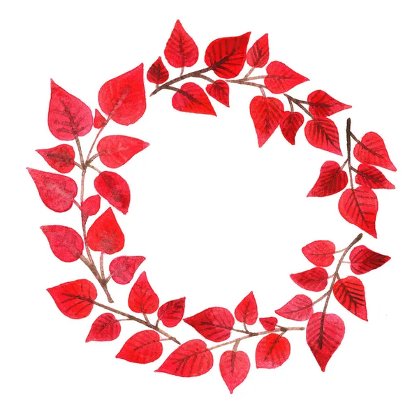 Corona Arbusto Rojo Acuarela Pintura Mano Para Decoración Temporada Otoño —  Fotos de Stock