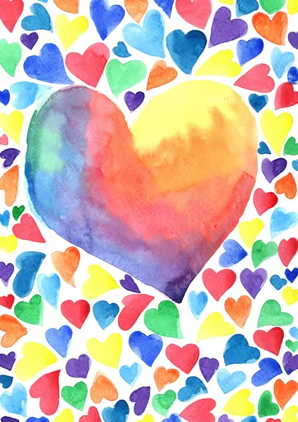 LGBTQ konsept olayları için renkli gökkuşağı kalpleri arkaplanı.