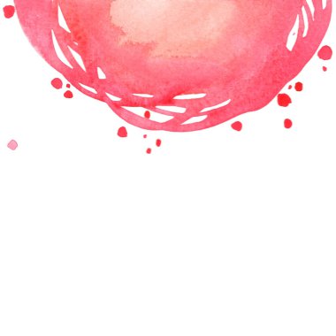 Soyut kırmızı gül rengi yarı yuvarlak çalılık su rengi el boyası düğün ve Sevgililer Günü süsleri için pankart.