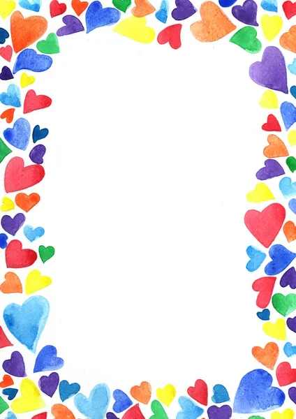 Colorful Rainbow Hearts Frame Decoration Lgbtq Concept Events — Stock Photo, Image