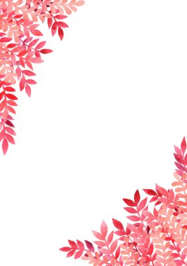 Romantik kırmızı eğreltiotu suluboya el boyası Valentaine Günü, Sonbahar ve düğün etkinlikleri için sınır boyama.