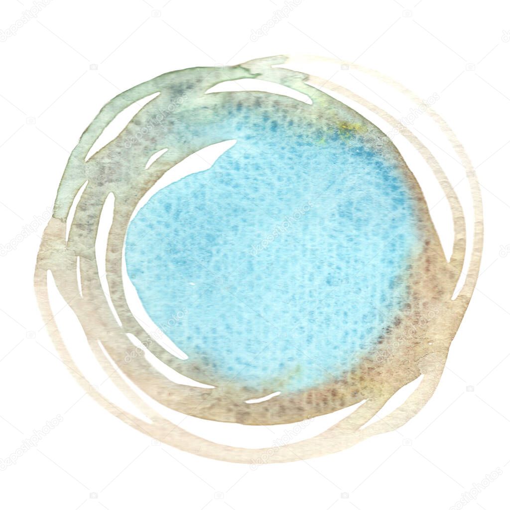 Abstract blue and grey brush stroke round shape banner for decoration on water and mineral theme.