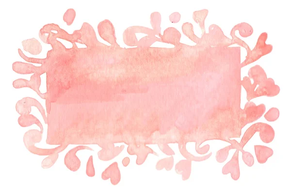 バレンタインデーや結婚式のイベントの装飾のためのアイビーハート長方形の水彩手絵具 — ストック写真