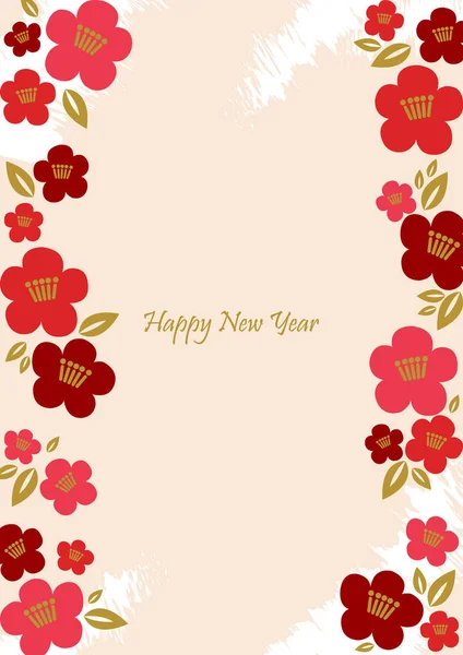 中国の旧正月や日本の新年の装飾のための椿の赤い花のフレームベクトル — ストックベクタ