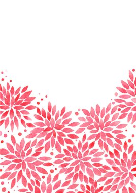 Çin 'in yeni yılı ve oryantal sanat tasarımı teması için kırmızı kasımpatı çiçeği suluboya çerçevesi.