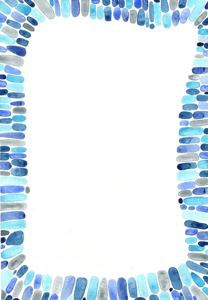 Синий Серый Цвет Мозаики Мазок Кисти Дизайн Границы Иллюстрации Украшения — стоковое фото