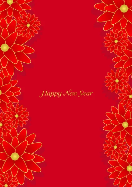 中国の旧正月の祭りの装飾のための赤い幸運中国の花のフレームベクトル — ストックベクタ