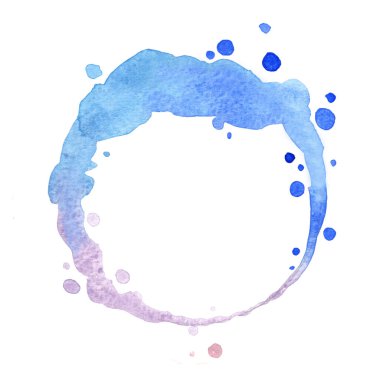 yaz tatili ve sonbahar mevsimi konsepti için süsleme amaçlı mor ve gece mavisi soyut yüzük çelengi suluboya el resmi.