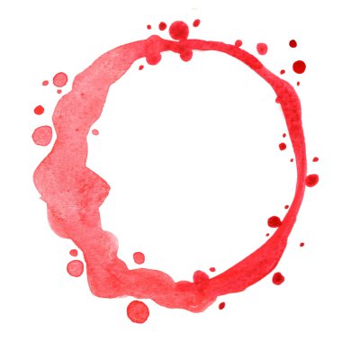 Sonbahar sezonu ve Sevgililer Günü teması için kırmızı daire çerçeveli suluboya el boyası..