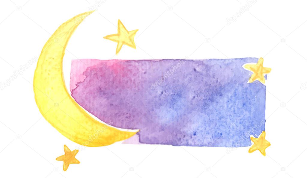Moon and star on romance night sky banner for decoration on night party and ramadan festival.