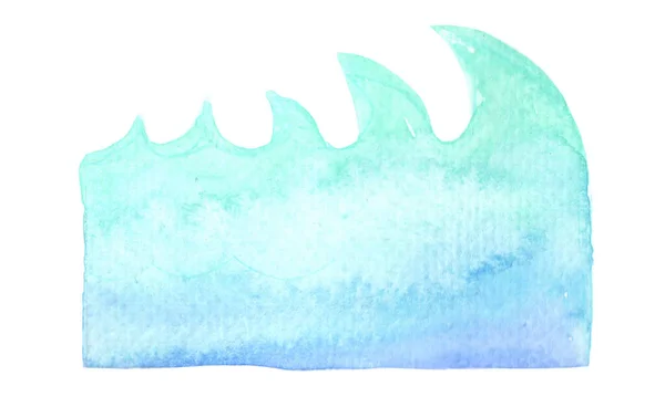 Ocean Wave Banner Watercolor Hand Painting Deocration Sea Summer Holiday — Stock Photo, Image