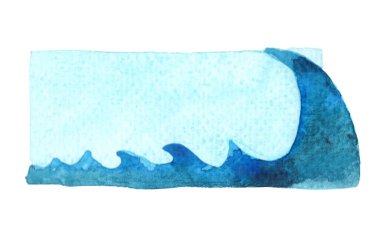 Yaz tatili ve kıyı yaşamı konseptinde süsleme için mavi gökyüzü pankartıyla okyanus dalgası.