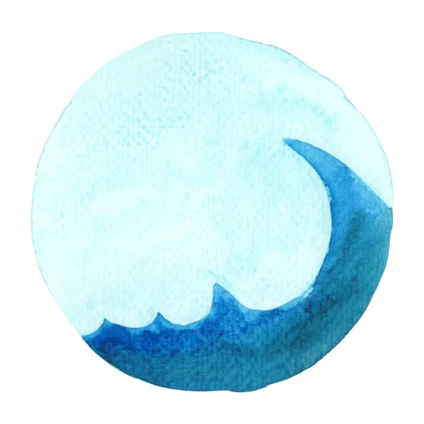 Oceán Vlna Modrou Oblohou Prapor Akvarel Pro Dekoraci Letní Dovolenou — Stock fotografie