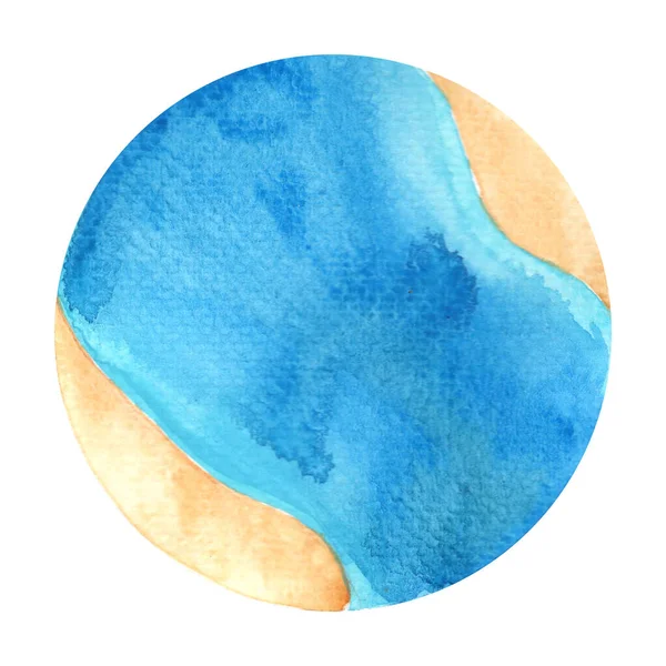 Zand Grond Zeewater Bovenaanzicht Banner Aquarel Voor Decoratie Zee Leven — Stockfoto