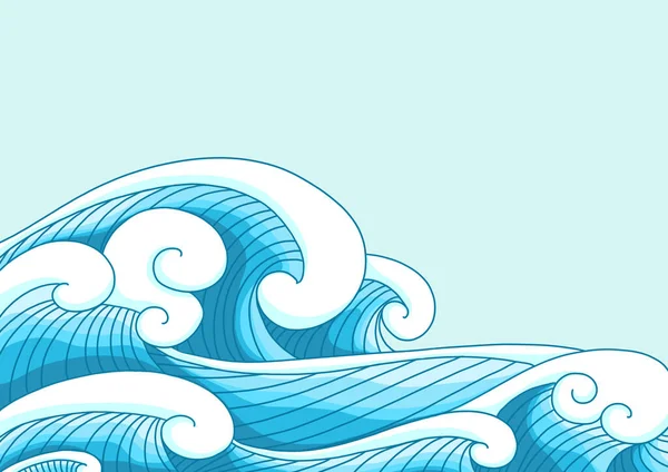 现代东方风格的海浪边界矢量装饰亚洲艺术品主题设计 — 图库照片