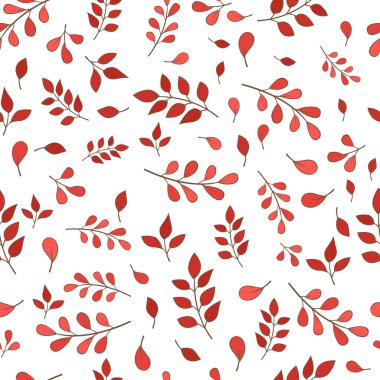 Romantic red fern seamless pattern vector for decoration on Autumn season, wedding event , Valentine's day and Thanksgiving festival.