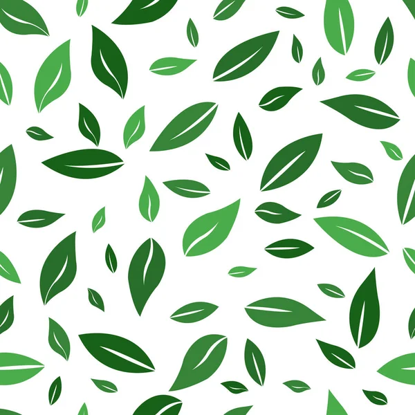 有机和春季装饰用绿叶无缝图案矢量 — 图库矢量图片